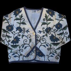 Paul Harris Design Floral Embroidered Jacket – Women’s S – Vintage Boho Style